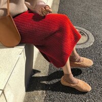 Jiashucheng Chân Váy Len Lông Cừu Giả Không Xơ Thời Trang Thu Đông Phong Cách Mới