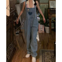 Jiashucheng Quần Yếm Jean Dài Ống Rộng Dáng Suông Kiểu Retro Thời Trang Mùa Hè 2023