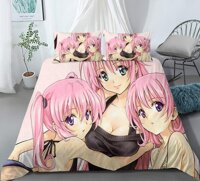 Jiaxiin to Love Ru Darkness - Lala Satalin Deviluke, Momo Velia Deviluke Anime 3pcs Bedding Duvet Cover Sets Soft Quilt Cover with Zipper Cotton Pi...