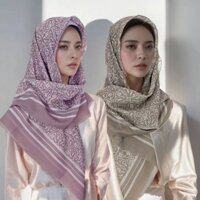 Jifang 110x110cm Hoa In Hình Hoa Cotton Vuông Khăn Pashmina Laser Cắt Cạnh Hồi Giáo Hijabs Bawal YW14