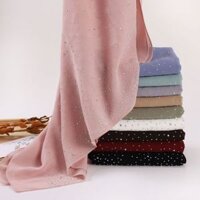 Jifang Shimmer Lấp Lánh Đầy Sao Kim Cương Giả Đồng Bằng Bong Bóng Voan Khăn Choàng Pashmina Đầu Khăn Quấn Raya Hồi Giáo Hijabs Tudung 175x70cm WC74