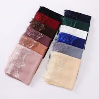 Jifang Trơn Bong Bóng Khăn Choàng Voan Lông Mi Pashmina Đầu Khăn Quấn Hoa Ren Trang Trí Raya Hồi Giáo Đảng Hijabs Khăn Choàng WJ835