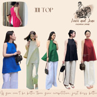 JIJI TOP - ÁO LINEN KIỂU YẾM CÀI NÚT XẺ SAU - LINEN AND JEAN