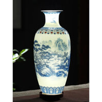 Jingdezhen Gốm Phong Cảnh Xanh Trắng Bình Sứ Hoa Sắp Xếp Đồ Trang Trí Phong Cách Trung Hoa Nhà Phòng Khách Bogu Khung Đồ Trang Trí Nhỏ 3.19