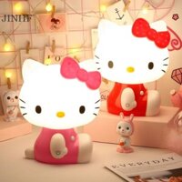 Jinhf 3D LED Hello Kitty Đèn Ngủ Cảm Ứng Kawaii Sanrio KT Cat USB Cho Bé Ăn Tại Nhà Bảo Vệ Phòng Ngủ Mắt Đèn Ngủ Trang Trí Phòng HOT