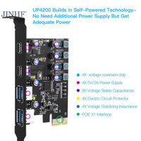 Jinhf PCI Express Card 2Port USBA / USBC 5Gbps USB3.2 Gen1 USB3.0 PCIE Card Mở rộng Thêm vào Bộ chuyển đổi thẻ cho Windows / MacOS / Linux HOT