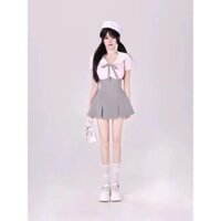 Jinjin JOY KIKI Sea Pie Sweetheart Preppy Style Hot Girl Cổ Hải Quân Khâu Màu Sắc Tương Phản Áo Giáp Nữ Quan Chồn Đan 3XRR