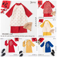 [Jinro] Áo dài Tết hoa nhí - quần nhung ấm áp và quần lụa trắng mềm mại cho bé gái từ 2-6 tuổi