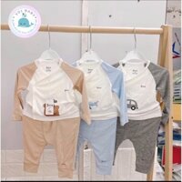 JINRO Bộ quần áo sơ sinh cài chéo modal petit JN1, họa tiết in con vật