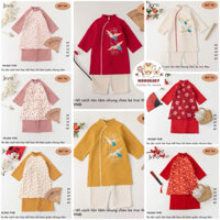 JINRO Set áo dài chất liệu nhung tăm cho bé trai bé gái