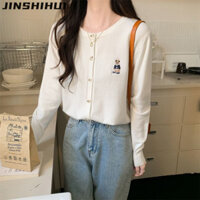 JINSHIHUI áo len cardigan áo khoác cardigan Đơn giản thời trang Thể thao Minimalist WMJ2470CWD 31Z240802