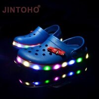 Jintoho 2024 Mùa Hè Trẻ Em Lỗ Dép LED Đèn Nhấp Nháy Giày Bé Trai Bé Gái Đi Biển Dép Trẻ Em