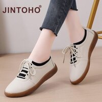 Jintoho Mùa Xuân Nữ Giày Nữ Cao Cấp Thiết Kế Đế Bằng Da Ren Lên Giày Nữ Oxford Giày Moccasins