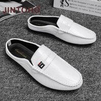 Jintoho Nhẹ Mùa Hè Nam Giày Nam Mules Nửa Dép Da Lưng Giày Thường Chống Trơn Trượt Dép Đế Bằng Nam Trượt