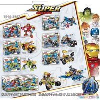 JISI 7018 7019 7020 7021 7022 7023 non Lego 6 CHIẾN CƠ CỦA NGƯỜI SẮT ĐỘI TRƯỞNG MỸ THẦN SẤM HULK VÀ BÁO ĐEN bộ đồ chơi xếp lắp ráp ghép mô hình Marvel Super Heroes SUPERHEROES Siêu Anh Hùng Marvel 894 khối