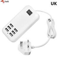 Jiuch 5 V/3A 6 Cổng USB Anh Cắm Sạc Điện Thoại USB Plus Tường Thông Minh Bộ Sạc Adapter Sạc cho Tất Cả Các Điện Thoại Thông Minh Miếng Lót