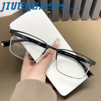 JIUERBA Mắt Kính Nửa Gọng Chữ Nhật Chống Bức Xạ Ánh Kim + TR Màu Đen Cổ Điển Cho Nam Và Nữ