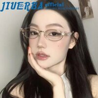 JIUERBA Thời Trang Mắt Kính Gọng oval Nhỏ Bằng Kim Loại Chống Tia Bức Xạ Cho Nữ