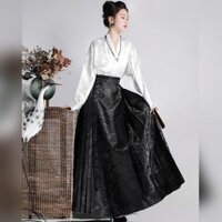 Jiuyu Huashang Mo Yuming Made Hanfu Women Daily Commuter Mới Phong Cách Trung Hoa Mặt Ngựa Váy Cải Tiến Tay Máy Bay