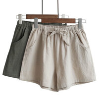 Jk Cotton Vải Lanh Quần Short Nữ Mùa Hè Rời Giảm Béo Co Giãn Dây Thắt Lưng Mới Thường Ngày Phù Hợp Với Ngoài Mặc Quần Short Nhà