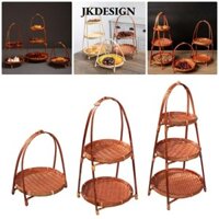 Jkdesign 1 Giỏ dệt tre, Giỏ đựng đồ đa chức năng 1 / 2 / 3 lớp, Khay đựng rau củ quả dệt tay cho nhà bếp