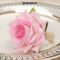 Jkdesign 6 Chiếc Khóa Khăn, Màu Đỏ Với Dây Khăn Ăn Vòng, Sáng Tạo Nhân Tạo Hoa Hồng Khăn Giấy Giá Đỡ Nhà Hàng Cưới