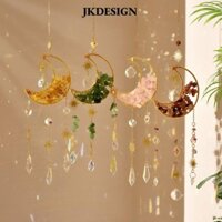 Jkdesign Chuông gió treo, Pha lê mặt trăng đầy màu sắc Đá pha lê bắt mặt trời, Sân ban công Thạch anh tím cầu vồng Lăng kính cửa sổ Chuông gió Mặt dây chuyền ngoài trời trong nhà