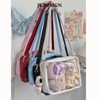 Jkdesign Girls Kawaii Itabag, Túi đeo chéo nữ JK dung tích lớn, Túi đeo chéo nữ bằng da PU Bông tai trong suốt cho búp bê 20cm