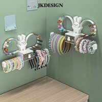 Jkdesign HairHoop Display Holder, Kẹp tóc treo tường Giá lưu trữ băng đô, Phim hoạt hình không đục lỗ Đa chức năng Kẹp tóc Giá sắp xếp phòng tắm