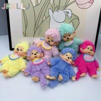 Jkkllj Monchichi Idols Love Beans Búp bê sang trọng, Mặt dây chuyền túi đồ chơi nhồi bông 15cm trang trí, Quà tặng móc chìa khóa màu xanh hồng