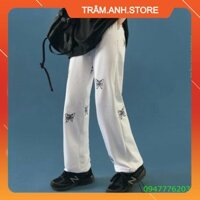 (jogger + suông) QUẦN DÀI ỐNG RỘNG IN HÌNH BƯƠM BƯỚM - QUẦN CULLOTE BUTTERFLY RÚT DÂY ĐEN TRẮNG 👗 👑