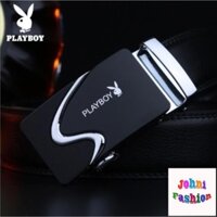 Johnifashion Thắt lưng da bò PLAYBOY cho nam - khoá tự động mặt PB04
