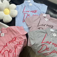 JOICE DEROSE BABY SHIRT - Áo Sơ Mi Form BaBy Sọc Thêu Chữ 4 Góc Cổ Bẻ Đứng Form Lệch 2 Tà (2 MÀU)