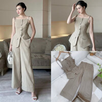 Jollie set -Set đồ công sở, Set áo hai dây kèm quần suông thanh lịch sang chảnh cho nữ |Kho nhà mie clothing