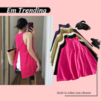 JOLY TOP- Áo Sát Nách Xẻ Lưng Linen, Áo Kiểu Hở Lưng Đính Nút Em Trending