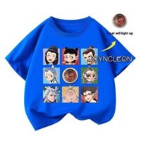 Joyncleon Phim hoạt hình ngắn tay Nezha in huy hiệu phát sáng Áo thun trẻ em