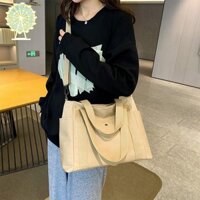 [Jp6] Túi Tote rắn bằng vải dung tích lớn Túi xách đa năng dành cho người đi làm Lớp học sinh Túi xách nữ nách