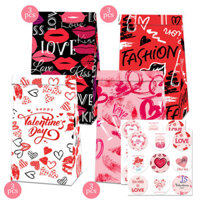 [Js] 12 Gói Túi Quà Ngày Lễ Tình Nhân 4 Thiết Kế Túi Goodie Valentine Có Miếng Dán Trái Tim Đảng Túi Quà Tặng Túi Giấy Thủ Công Cho Đồ Dùng Tiệc Ngày Lễ Tình Nhân