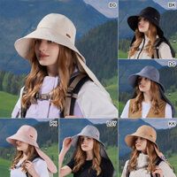 [Js] Khăn choàng vành lớn mùa hè Bảo vệ cổ Mũ ngư dân Mũ chống nắng ngoài trời Mũ chống nắng cho nam và nữ