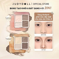 [JUDYDOLL] Bảng Phấn Tạo Khối JUDYDOLL Kèm Bắt Sáng 4 Ô, Hỗ trợ tạo khối và bắt sáng tự nhiên 9g