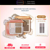 [JUDYDOLL] Bảng Phấn Tạo Khối JUDYDOLL Kèm Bắt Sáng 4 Ô, Hỗ trợ tạo khối và bắt sáng tự nhiên 9g