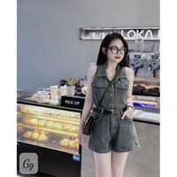 jum Đùi nữ , áo liền quần , đồ bay ngắn kẻ caro hồng có mút sẵn buột nơ lưng AQ8