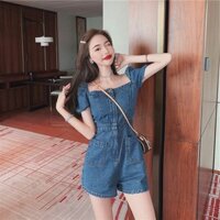JUM JEAN MÀI MÀU BẠC CỔ VUÔNG TAY BỒNG