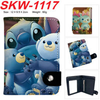Jumba Jookiba Stitch Màu Hoạt Hình Da PU Dọc Ví Sinh Viên Ví Đựng Tiền Xu Thông Thường