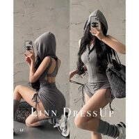 Jump gân ôm body có nón , kiểu hở lưng rút dây 2 bên hông quần sexy , chất gân dày dặn