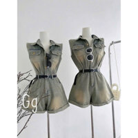 jump jean tay sát nách cổ bẻ đùi kèm nịt xinh