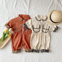 Jumpsuit cổ sơ mi viền hoa