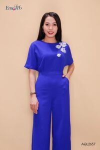 Jumpsuit cổ tròn, áo cánh dơi, ống suông AQL2657