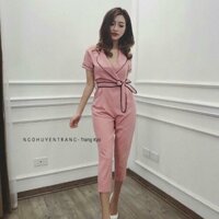 Jumpsuit cổ vest viền