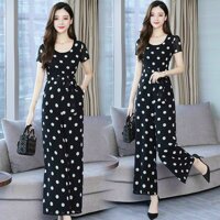 JUMPSUIT DÀI CHẤM BI CỔ TRÒN kèm dây thắt eo rời - MrNovember